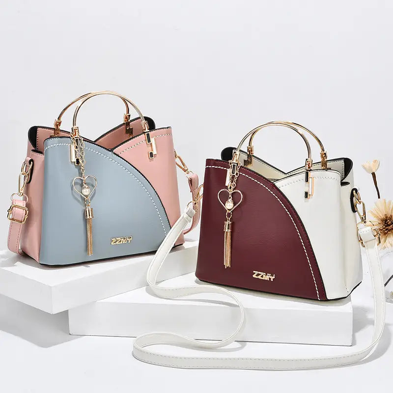 Color Block Love Tassel Crossbody Handbag for Women