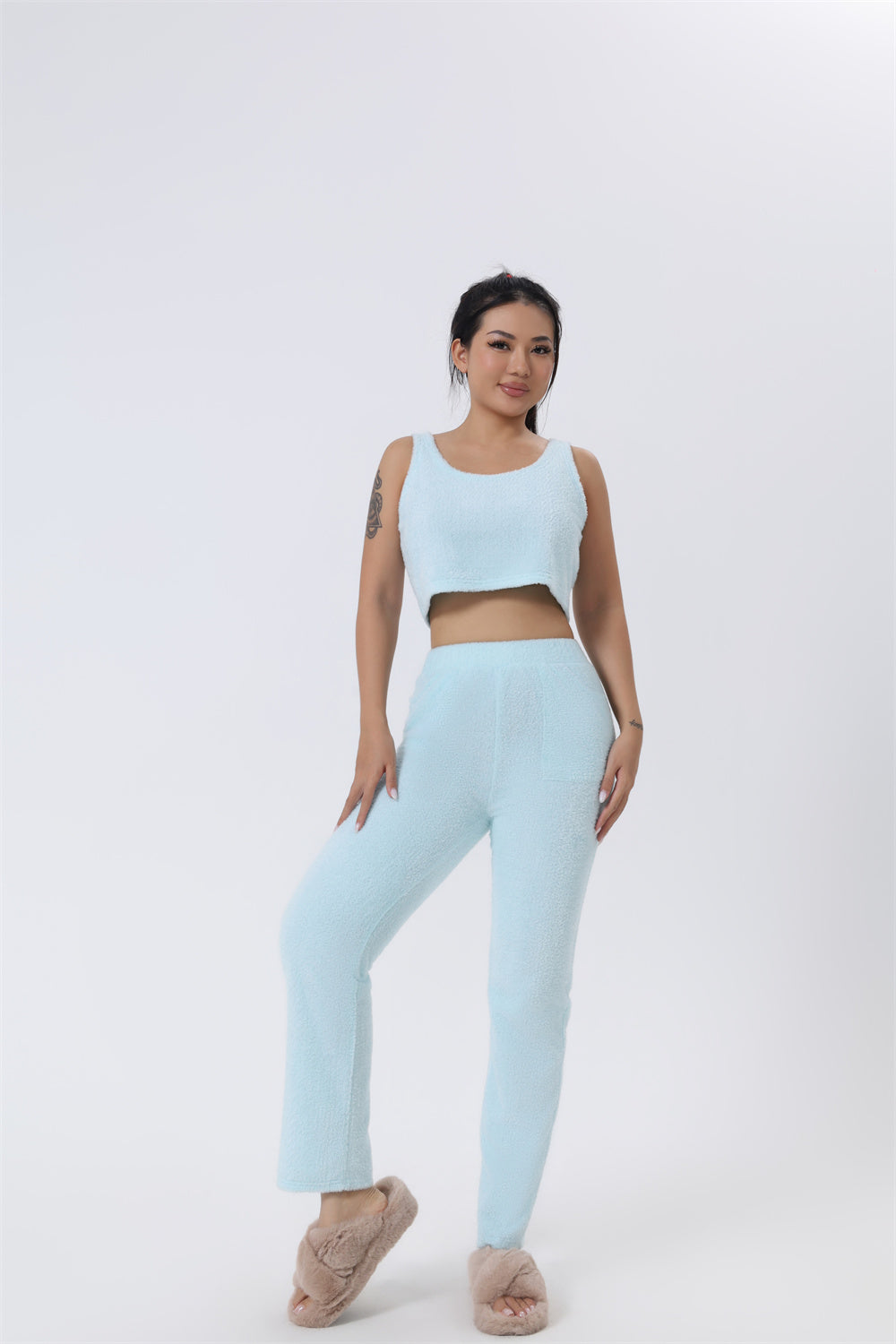 Cozy Pajama Set 3 Piece Lounge Set Cute Loungewear Warm Suit Sets Matching Set Lounge Set 3 Piece Pant Sets Women