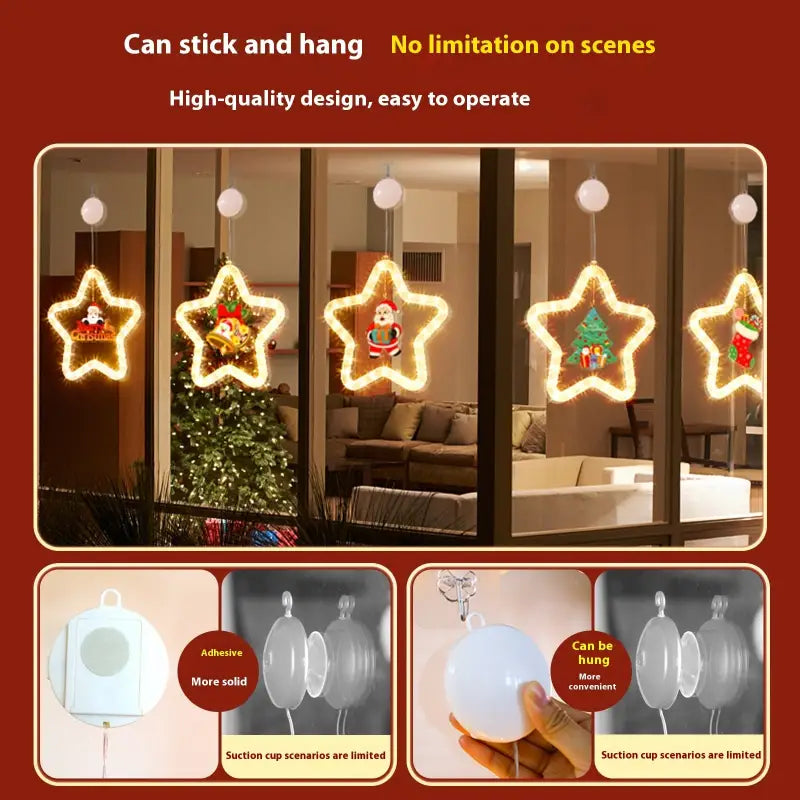 Christmas LED Star Pendant Lights for Holiday Window Decoration