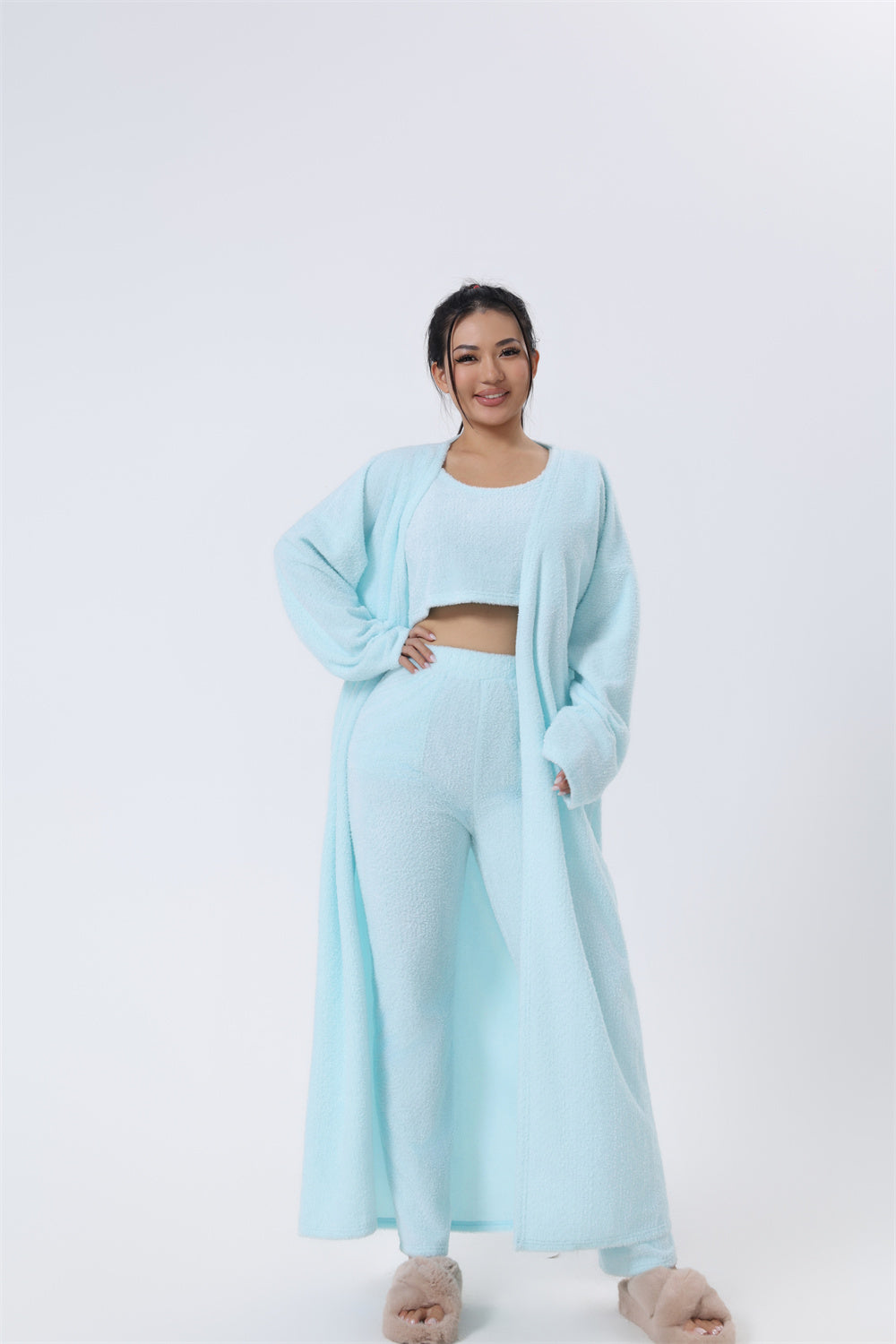 Cozy Pajama Set 3 Piece Lounge Set Cute Loungewear Warm Suit Sets Matching Set Lounge Set 3 Piece Pant Sets Women