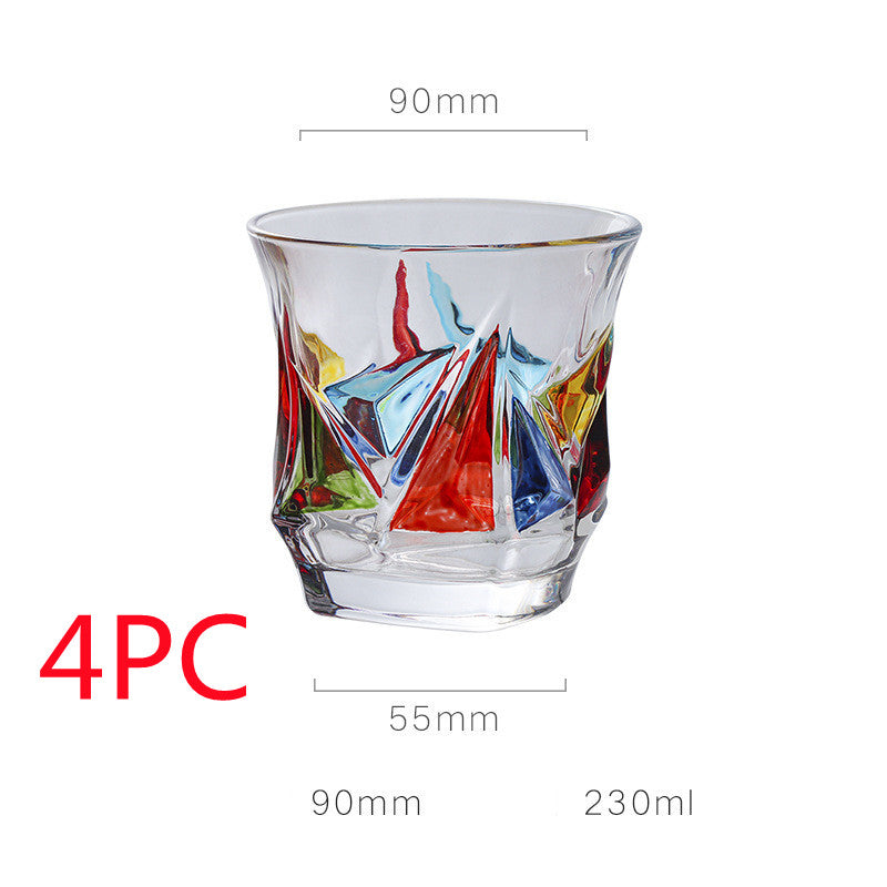 European Style New Enamel Whisky Glass With Colorful Woven Pattern - 2 Style / 4PCS - Hair Remover