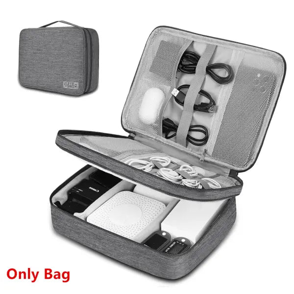 Cable Storage Bag Electronic Organizer Waterproof Portable Travel Pouch - BG11 Grey