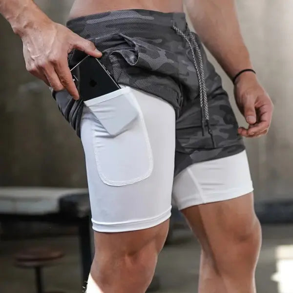 Camo Running Shorts Men Gym Sports Shorts 2 In 1 Quick Dry Workout Training Gym Fitness Jogging Short Pants Summer Men