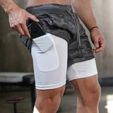 Camo Running Shorts Men Gym Sports Shorts 2 In 1 Quick Dry Workout Training Gym Fitness Jogging Short Pants Summer Men