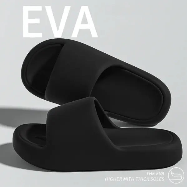 Candy Colors EVA Platform Slides Soft Sole Summer Beach Sandals - black / 36-37