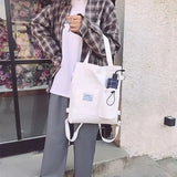 Canvas Square Vertical Women Backpack with Three Shoulder Straps