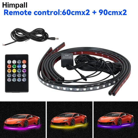 Car Flexible Underglow LED Strip Lights with Remote App Control - 60cm 90cm Remote