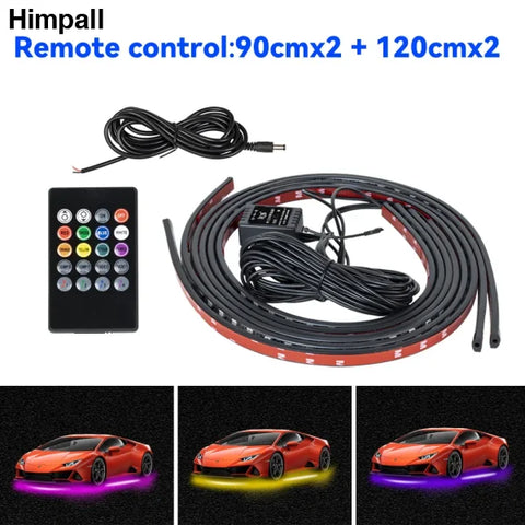 Car Flexible Underglow LED Strip Lights with Remote App Control - 90cm 120cm Remote