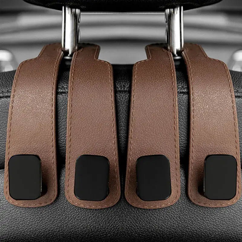 Car Headrest Hooks Hanger for Bags Seat Back Organizer Holder Clips Auto Fastener Hooks Car St - brown 2 pcs