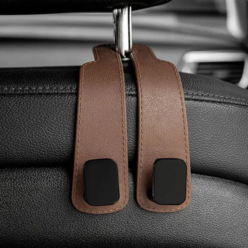 Car Headrest Hooks Hanger for Bags Seat Back Organizer Holder Clips Auto Fastener Hooks Car St - brown 1 pcs