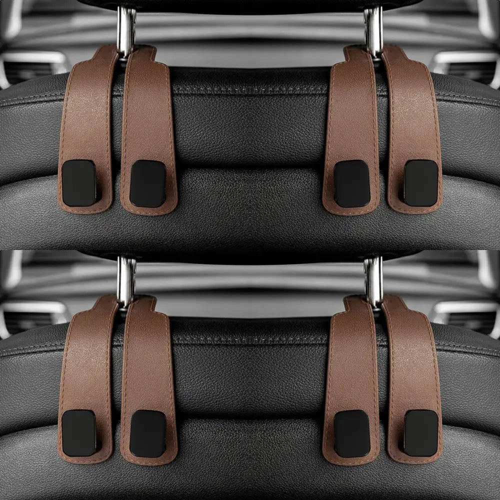Car Headrest Hooks Hanger for Bags Seat Back Organizer Holder Clips Auto Fastener Hooks Car St - brown 4 pcs