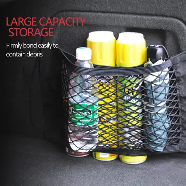 Car Trunk Mesh Organizer Car Tail Storage Net Seat Back Pocket Universal Trunk Bag Auto Magic Tape Network Interior
