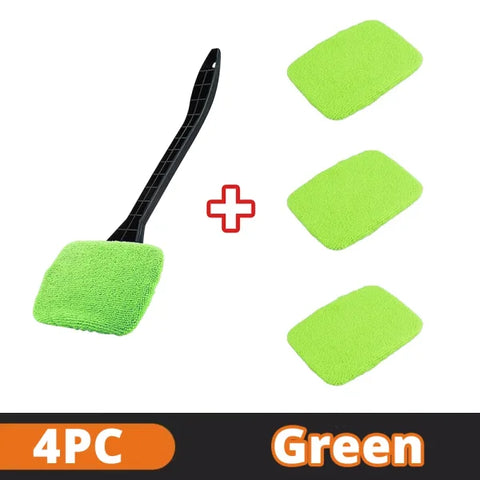 Car Window Cleaner Brush Kit – Microfiber Windshield Wiper with Long Handle & Reusable Cloth Pad - Himpall