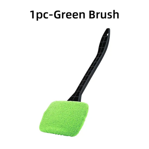 Car Window Cleaner Brush Kit – Microfiber Windshield Wiper with Long Handle & Reusable Cloth Pad - Himpall