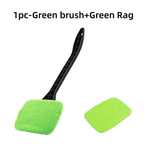Car Window Cleaner Brush Kit – Microfiber Windshield Wiper with Long Handle & Reusable Cloth Pad - Himpall