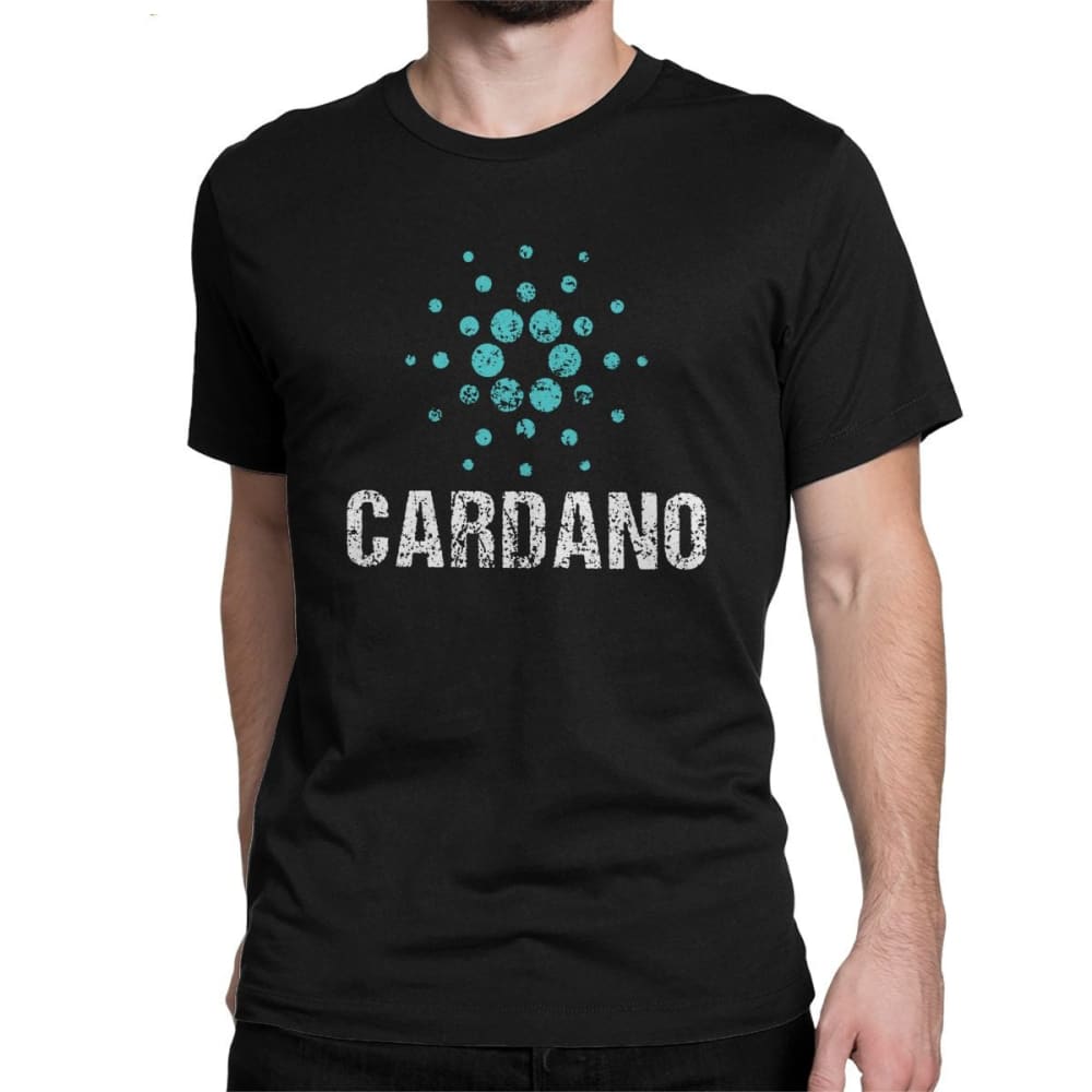 Cardano Ada Logo Cryptos Vintage T Shirts Men Cotton - Black / 2XL