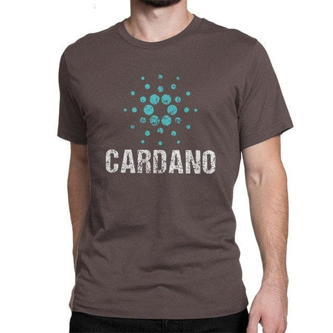 Cardano Ada Logo Cryptos Vintage T Shirts Men Cotton - Brown / 2XL