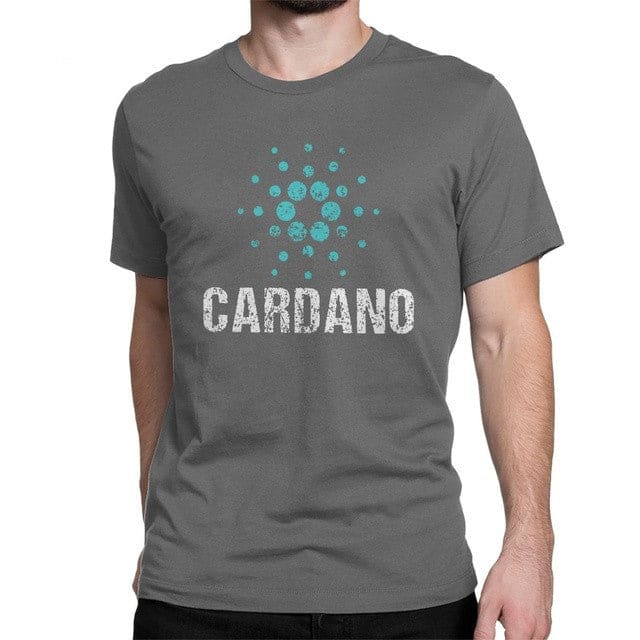 Cardano Ada Logo Cryptos Vintage T Shirts Men Cotton - Dark Grey / 2XL