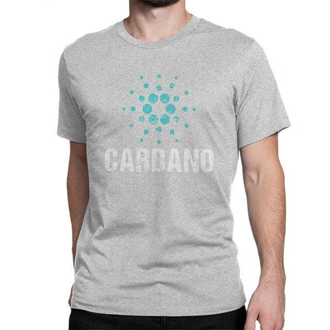 Cardano Ada Logo Cryptos Vintage T Shirts Men Cotton - Grey / 2XL