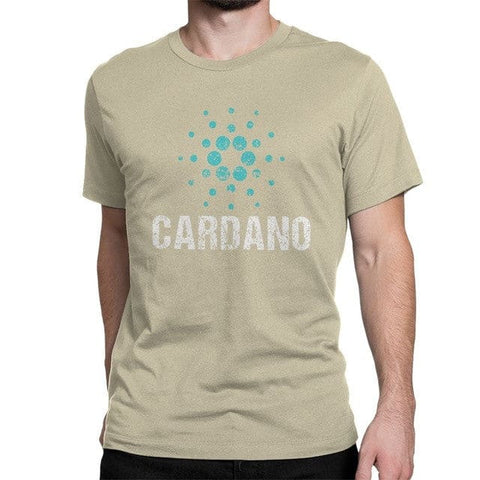 Cardano Ada Logo Cryptos Vintage T Shirts Men Cotton - Khaki / 2XL