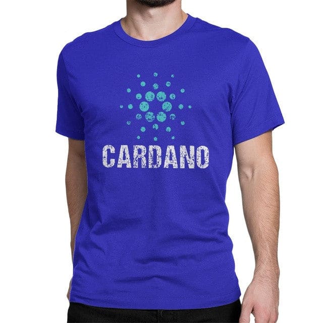 Cardano Ada Logo Cryptos Vintage T Shirts Men Cotton - Navy Blue / 2XL