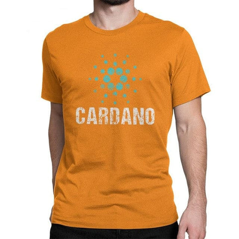 Cardano Ada Logo Cryptos Vintage T Shirts Men Cotton - Orange / 2XL