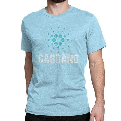 Cardano Ada Logo Cryptos Vintage T Shirts Men Cotton - Sky Blue / 2XL