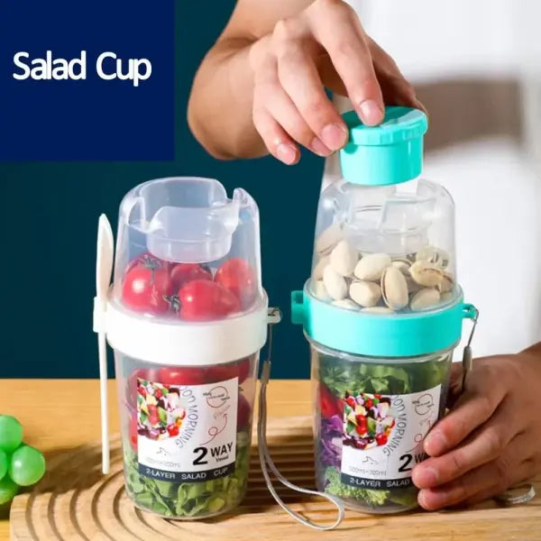 Carry Breakfast Cup Salad Cups Portable Yogurt Cereal Oatmeal Snacks Parfait Containers Salad Dressing Holders with Lid