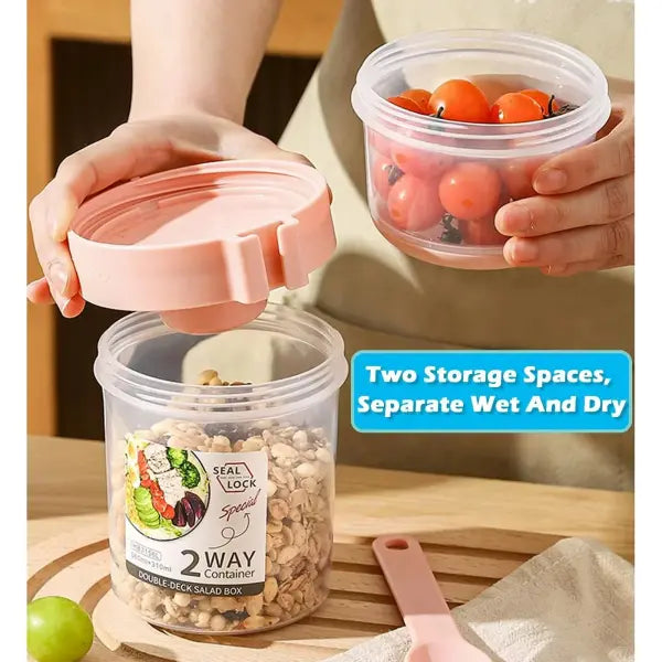 Carry Breakfast Cup Salad Cups Portable Yogurt Cereal Oatmeal Snacks Parfait Containers Salad Dressing Holders with Lid