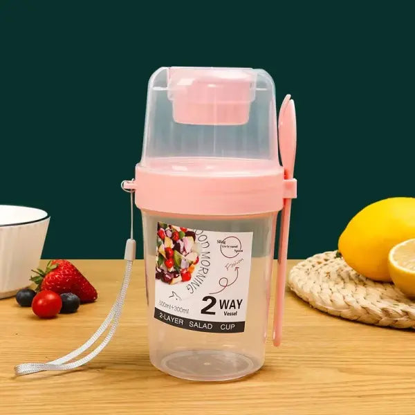 Carry Breakfast Cup Salad Cups Portable Yogurt Cereal Oatmeal Snacks Parfait Containers Salad Dressing Holders with Lid