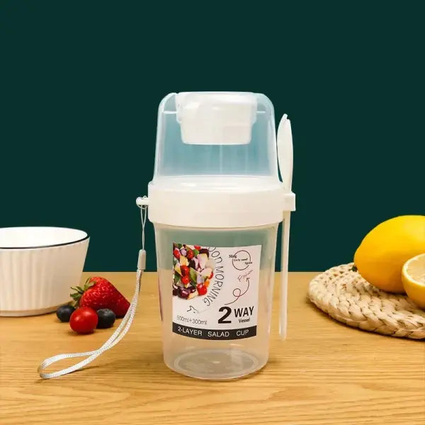 Carry Breakfast Cup Salad Cups Portable Yogurt Cereal Oatmeal Snacks Parfait Containers Salad Dressing Holders with Lid
