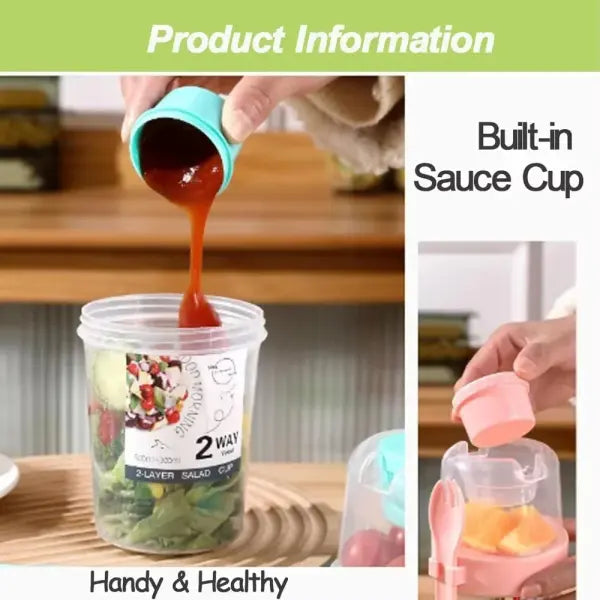 Carry Breakfast Cup Salad Cups Portable Yogurt Cereal Oatmeal Snacks Parfait Containers Salad Dressing Holders with Lid