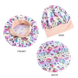 Cartoon Baby Kids Print Satin Bonnet Sleep Hat for Curly Hair