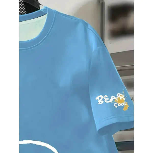 Cartoon Bear Print Cotton T Shirt Casual Summer Style