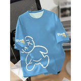 Cartoon Bear Print Cotton T Shirt Casual Summer Style - XL / DTKG23ET15L1 / China Mainland