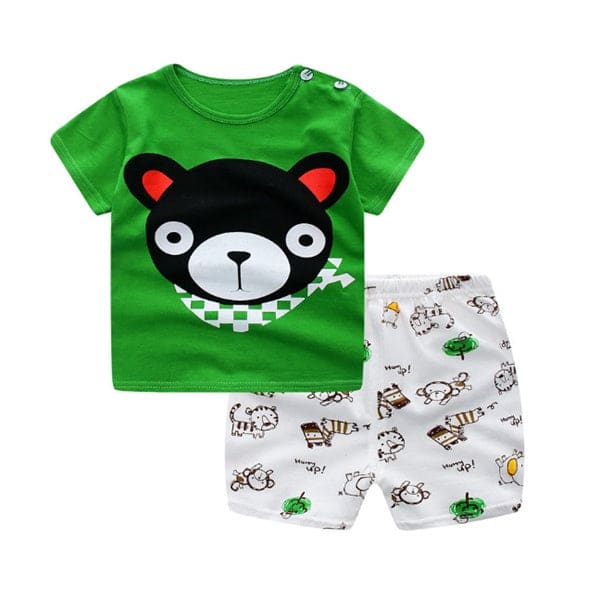 Cartoon Clothing Baby Boy Summer Clothes T-shirt Baby Girl Casual Clothing Sets - Bear / 100cm