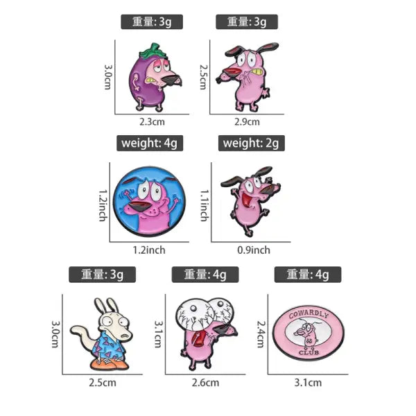 Cartoon Courage the Cowardly Dog Enamel Pin: Cute Pink Animal Brooch for Kids & Friends