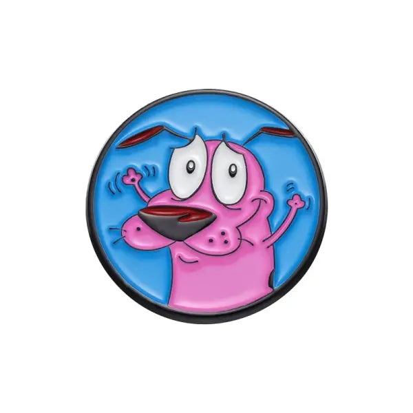Cartoon Courage the Cowardly Dog Enamel Pin: Cute Pink Animal Brooch for Kids & Friends - XZ9995