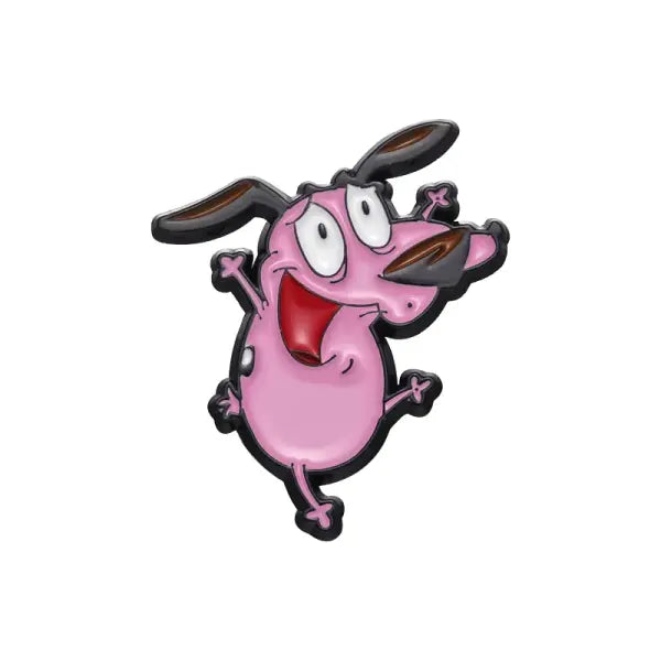 Cartoon Courage the Cowardly Dog Enamel Pin: Cute Pink Animal Brooch for Kids & Friends - XZ9996