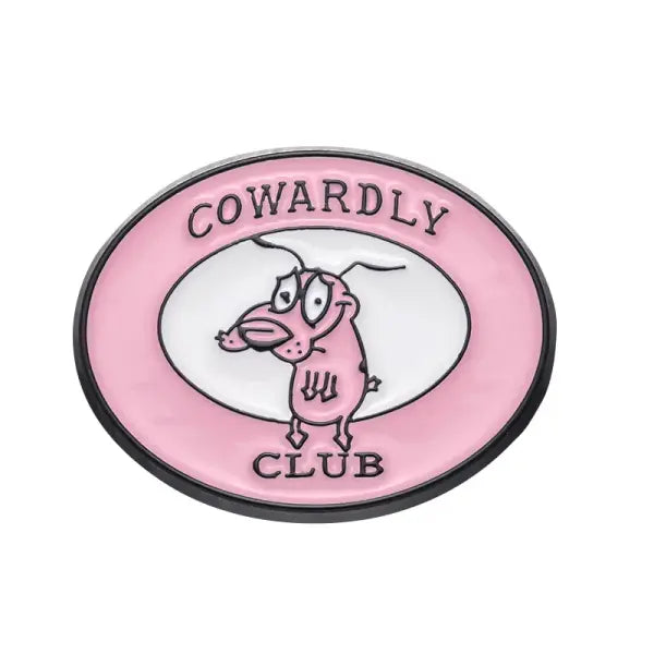 Cartoon Courage the Cowardly Dog Enamel Pin: Cute Pink Animal Brooch for Kids & Friends - XZ9491
