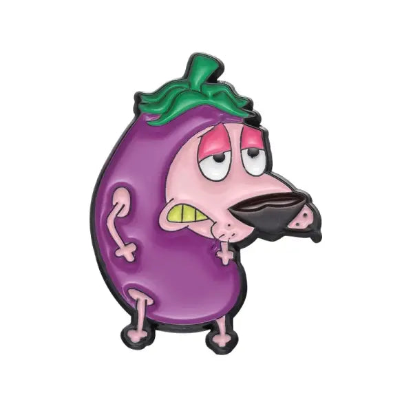 Cartoon Courage the Cowardly Dog Enamel Pin: Cute Pink Animal Brooch for Kids & Friends - XZ9487