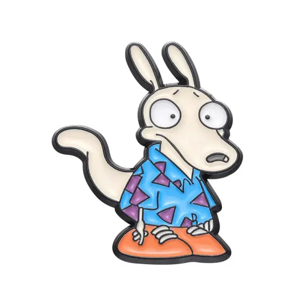 Cartoon Courage the Cowardly Dog Enamel Pin: Cute Pink Animal Brooch for Kids & Friends - XZ9489