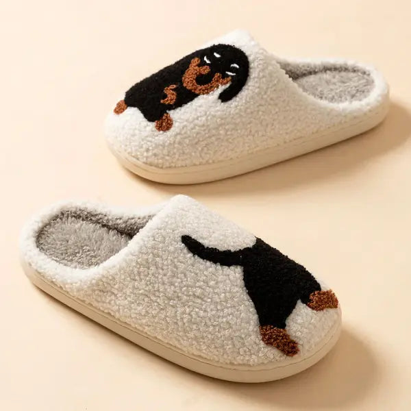 Cute Dachshund Dog Slippers for Women – Warm Lightweight Indoor Winter Cotton Shoes