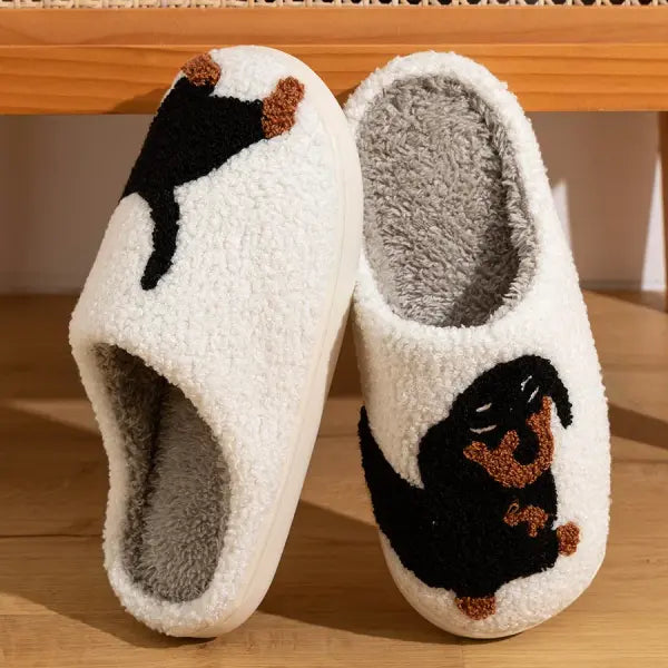 Cute Dachshund Dog Slippers for Women – Warm Lightweight Indoor Winter Cotton Shoes