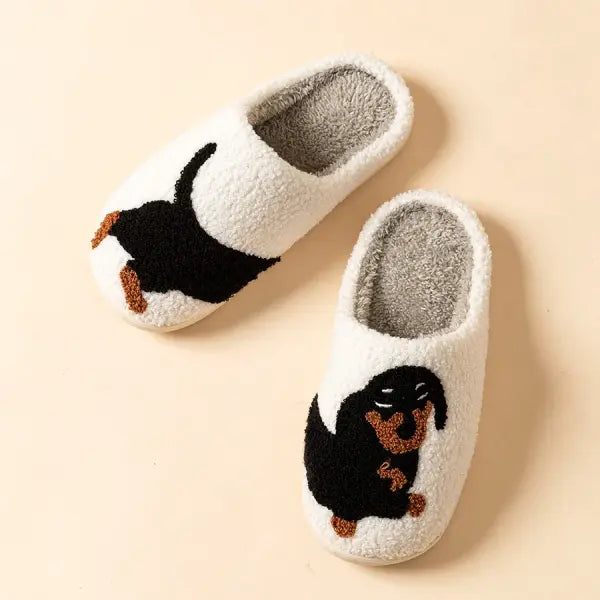 Cute Dachshund Dog Slippers for Women – Warm Lightweight Indoor Winter Cotton Shoes