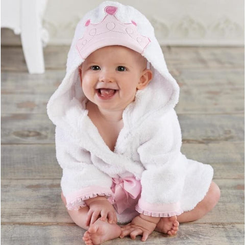 Cartoon Cute Animal Baby Bath Towels & Hooded Cotton Children’s Bathrobes - Crown / M