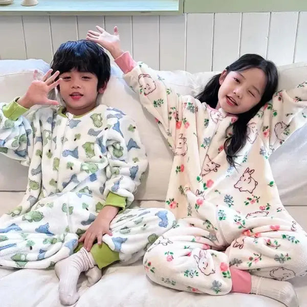 Cartoon Flannel Fleece Children Baby Sleepwear Warm Winter Clothes Toddler Sleep Clothing Pajamas For Girls Boys Kids