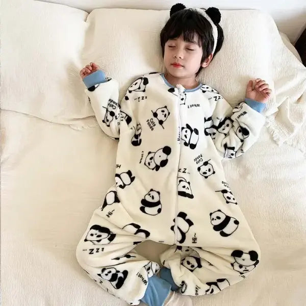 Cartoon Flannel Fleece Kids Sleepwear – Warm Winter Pajamas for 1-6T - Panda / XL 130-140CM