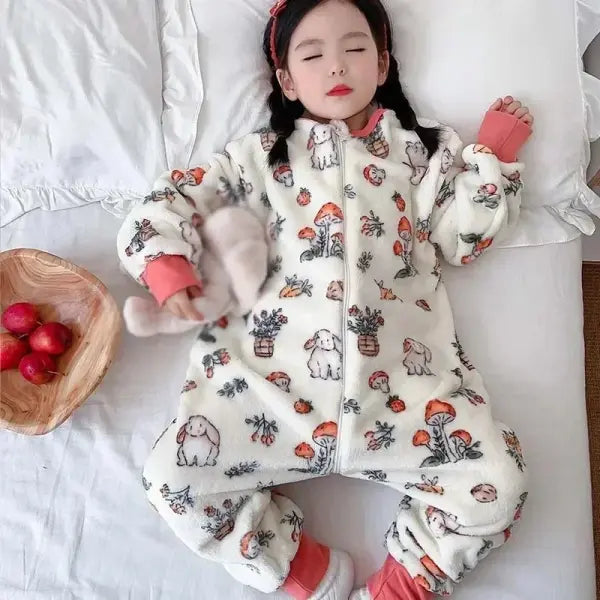 Cartoon Flannel Fleece Children Baby Sleepwear Warm Winter Clothes Toddler Sleep Clothing Pajamas For Girls Boys Kids