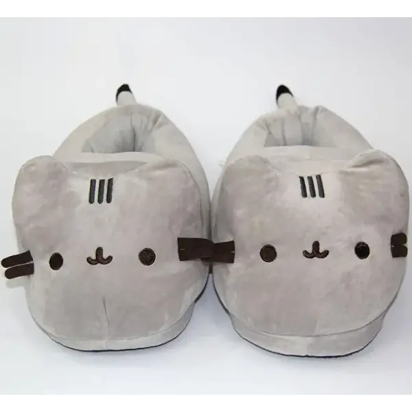 Cartoon Full Covered Cat Slippers Warm Winter Slides Soft Plush Doll Indoor Cute Anime Bedroom Shoes For Man Woman Home